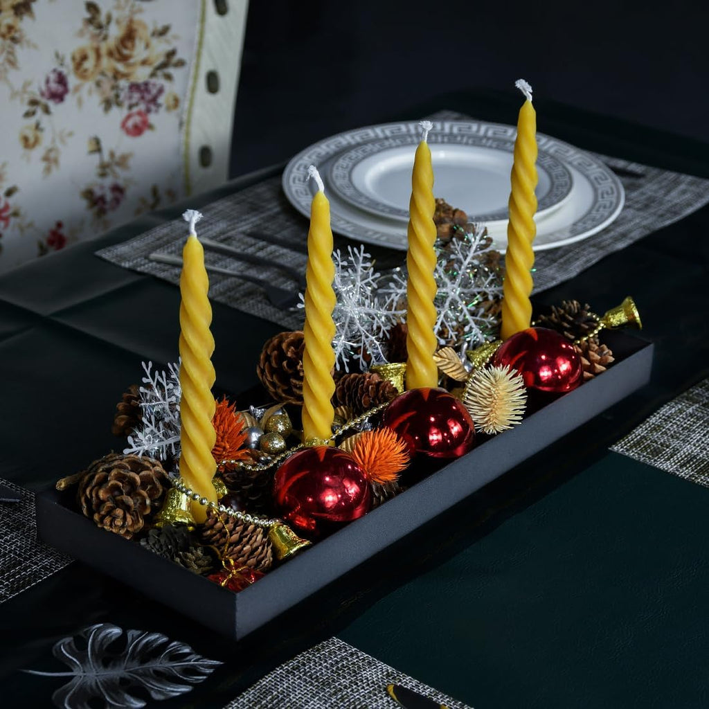 TELOSMA Advent Candle Holder - Matte Black Iron Tray for 4 Taper Candles | Perfect for Thanksgiving & Christmas Decor