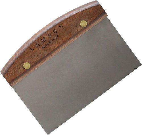 Lamson Kitchen Utensils - High-Carbon Stainless Steel Dough Scraper with Ergonomic Walnut Handle | 4" x 6" Size