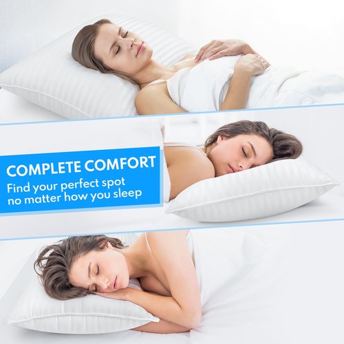 HEYCUZI Queen Size Bed Pillows - Breathable Down Alternative Pillows Set of 2 for Side, Back, and Stomach Sleepers Fluffy Cooling Hotel Quality Soft Microfiber Fill Premium Skin-Friendly