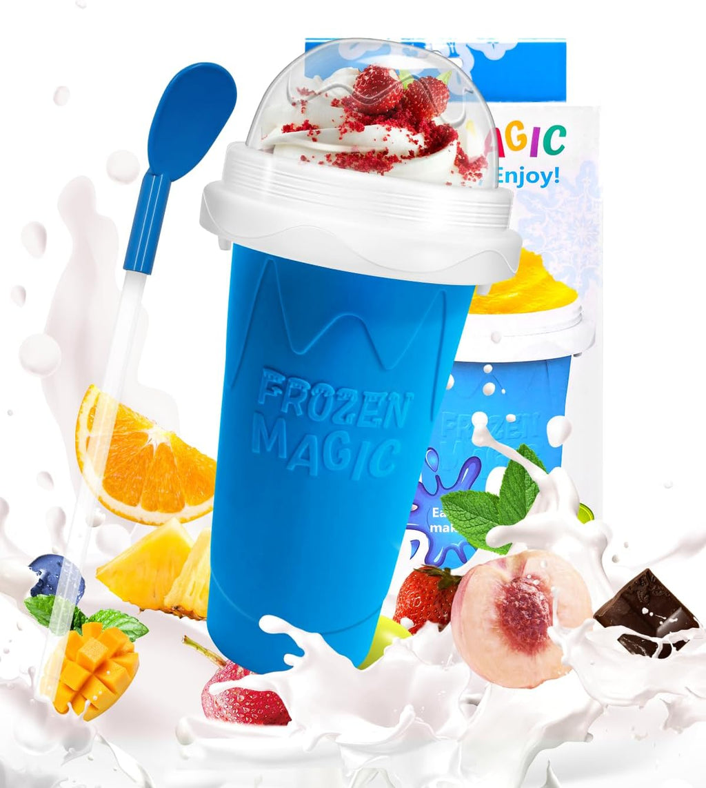 Skiennix Slushy Cup - DIY Magic Slushy Maker for Juices & Ice Cream | Portable Double-Layer Design (Blue)