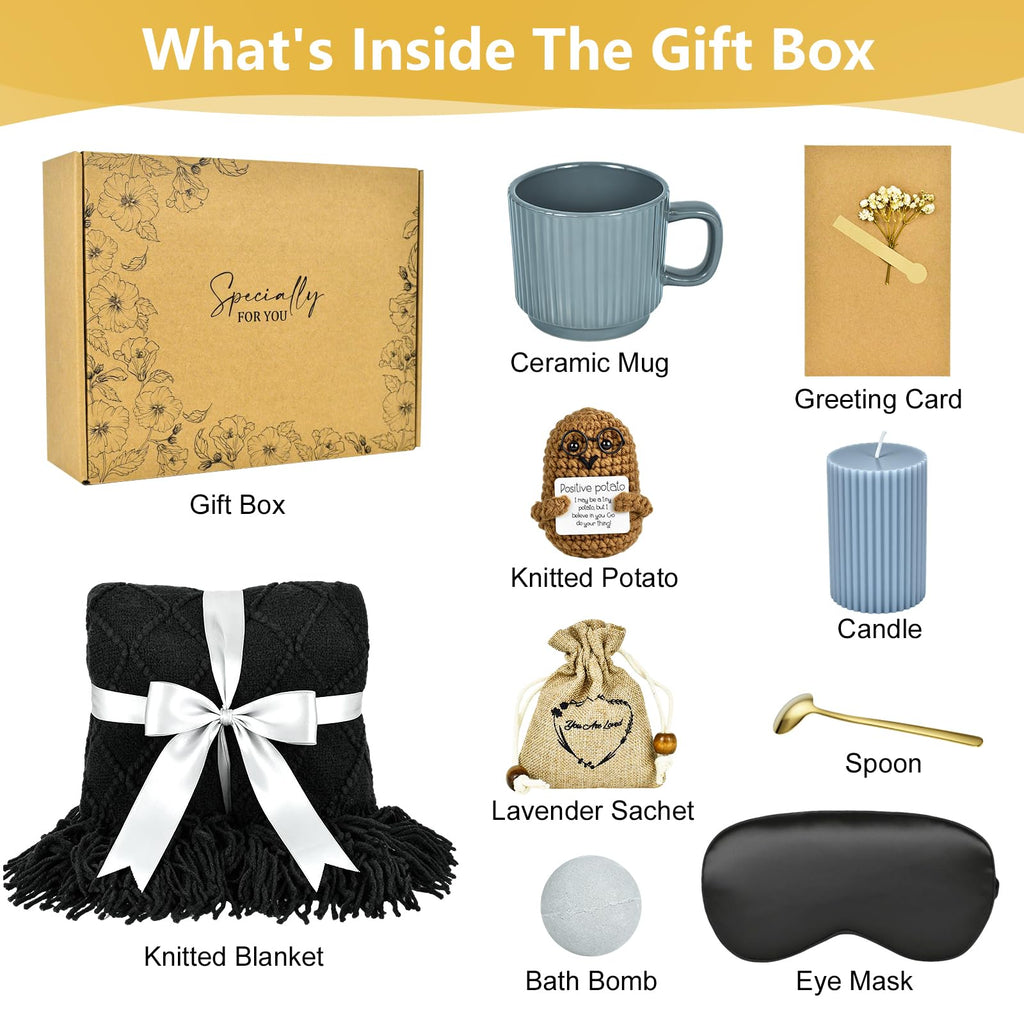 Get Well Soon Gifts for Men, Care Package for Men with Plush Blanket, Get Well Basket for Man Dad Husband Friend After Surgery, Cancer Gifts, Sympathy Gift Basket