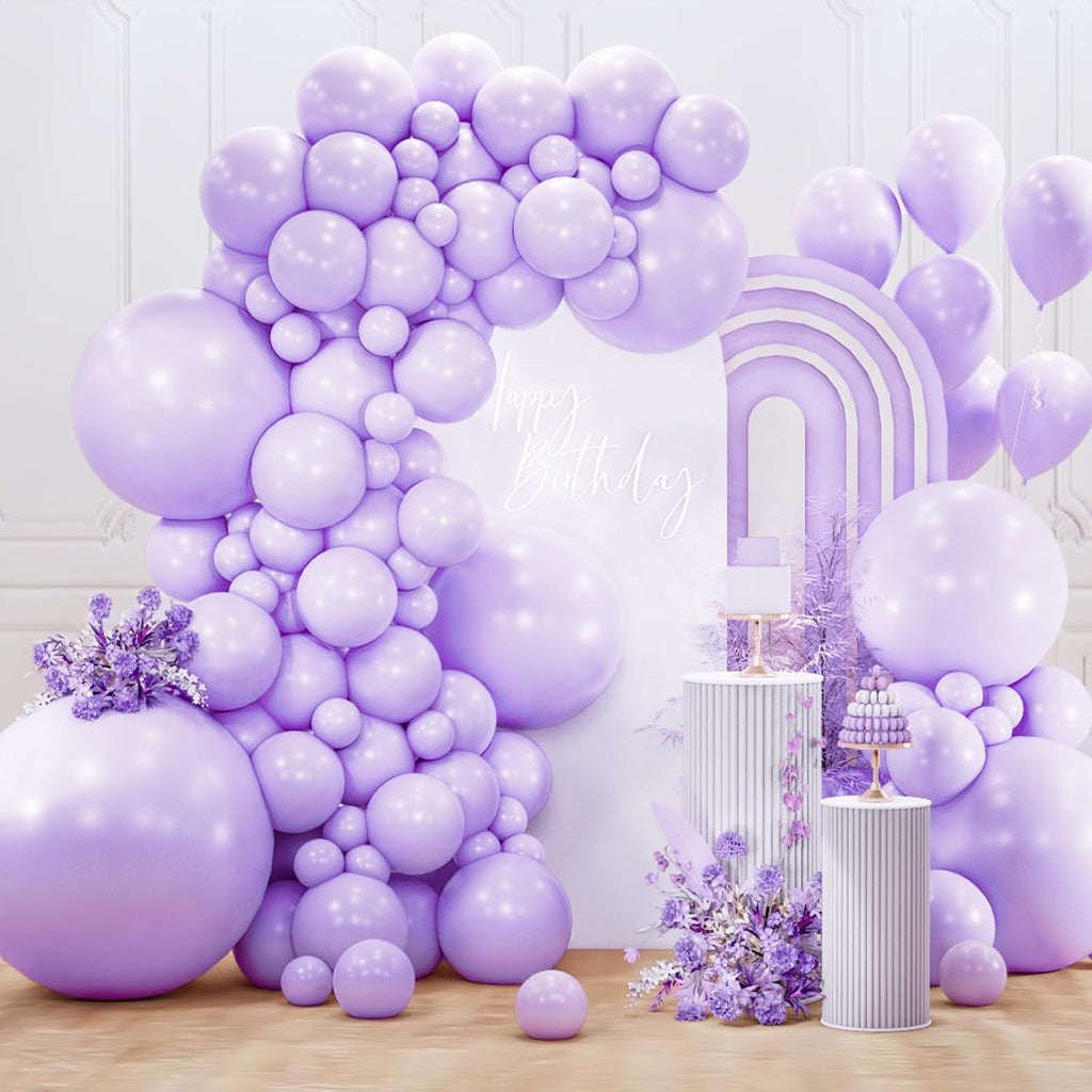 PartyWoo Lavender Balloons - 127-Piece Pastel Purple Balloon Arch Kit for Baby Showers & Parties | 5-18 Inch Sizes