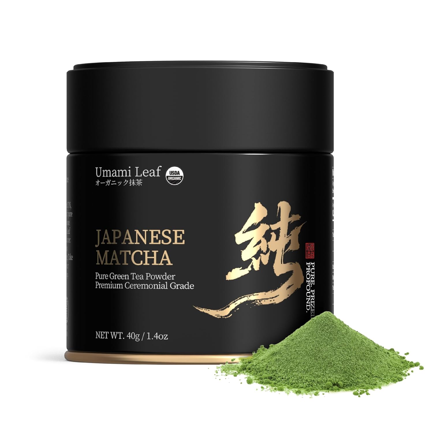 Umami Leaf Organic Japanese Ceremonial Grade Matcha - 100% Pure Green Tea Powder, USDA Certified, Authentic Uji Origin (40g / 1.4oz Tin)
