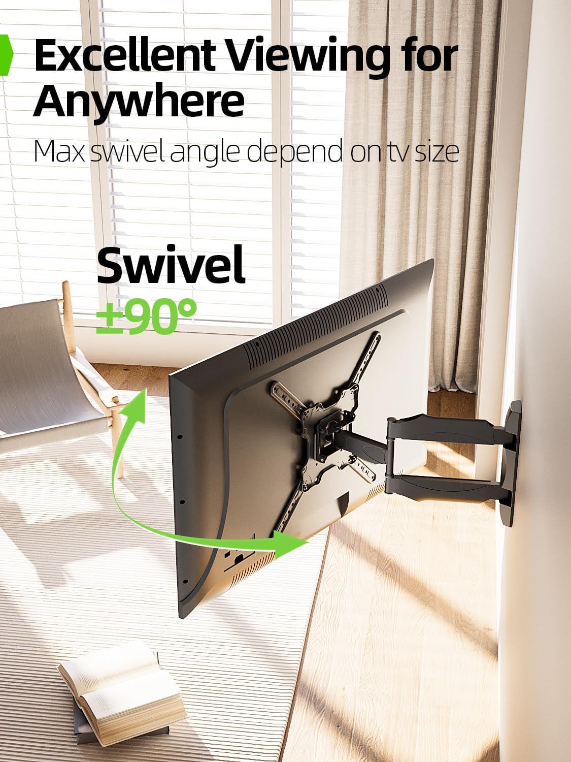 USX Mount TV Wall Mount - Full Motion Bracket for 26-60 Inch TVs, Swivel & Tilt, Max VESA 400x400mm