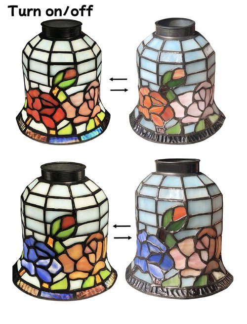DUONAYU tiffany stained glass replacement lampshade.Rose flower patten ，Fan lamp replacement lampshade.Suitable for bedrooms,studyrooms,corridors and wall lamps.DYM9018