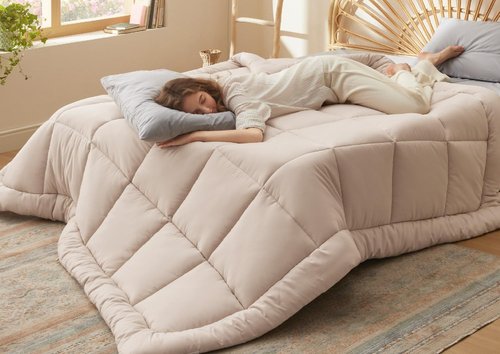 Bedsure Comforter Duvet Insert - All Season Quilted Queen Size Down Alternative Blanket, Beige 88 x 88 Inches