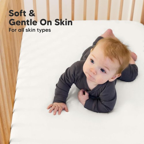 KeaBabies Organic Crib Sheets - 2-Pack Fitted Mattress Covers in Khaki | Soft, Breathable Jersey Cotton for Boys & Girls