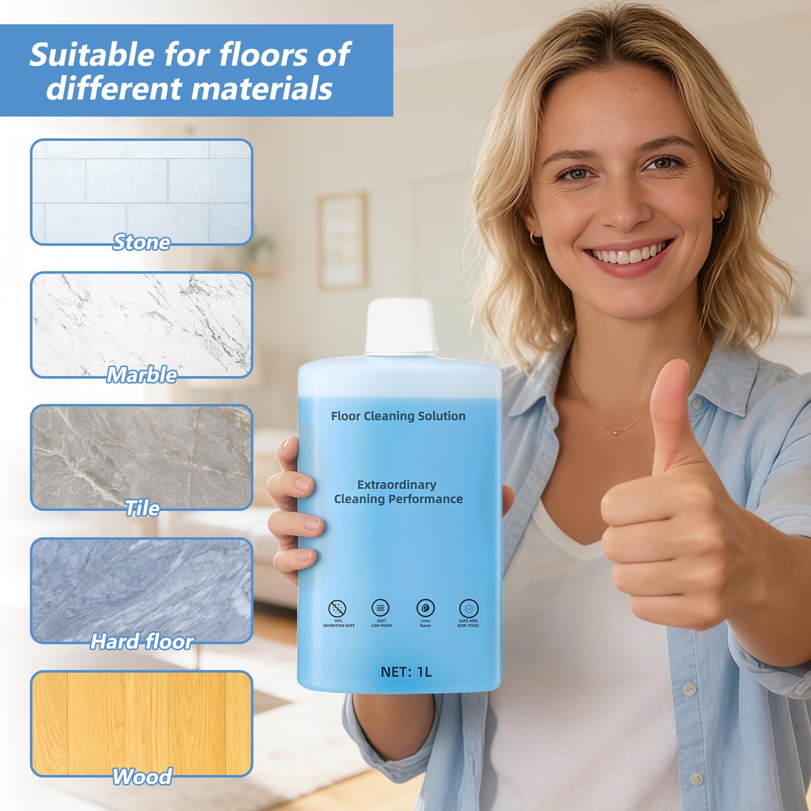 Floor Cleaning Solution Compatible With Roborock Robot Vacuum And Mop Cleaner， Deep Cleans For Multiple Hard Floors, for Robot & Wet Dry Vacuums Mopping Floor Cleaners Solution , 33.8 Fl. OZ(1 Bottle)