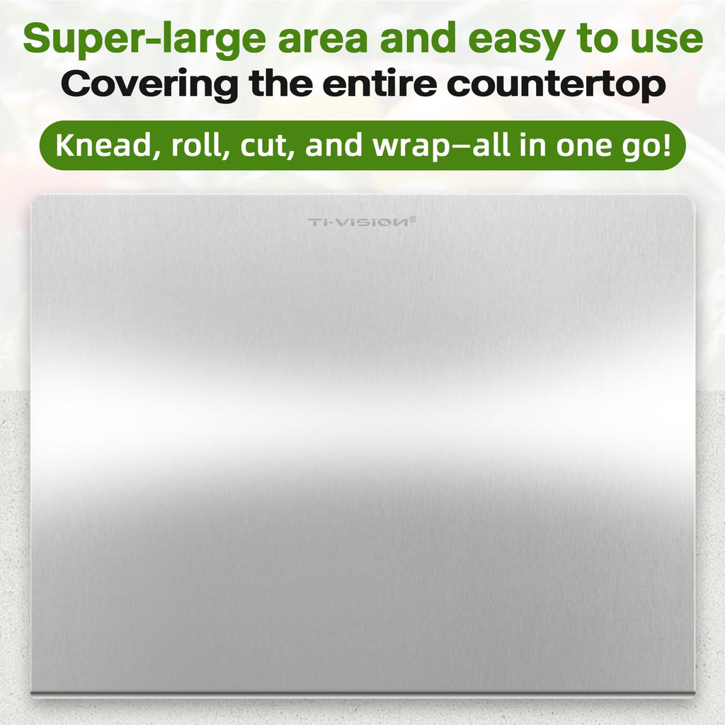 Pure Titanium Cutting Board with Lip - 100% Food-Grade Metal Chopping Board for Kitchen - Non-Porous, Easy to Clean, Dishwasher Safe (Medium)