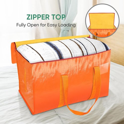 BALEINE Oversized Moving Bags - Heavy-Duty Storage Totes with Reinforced Handles | 2-Pack, Orange