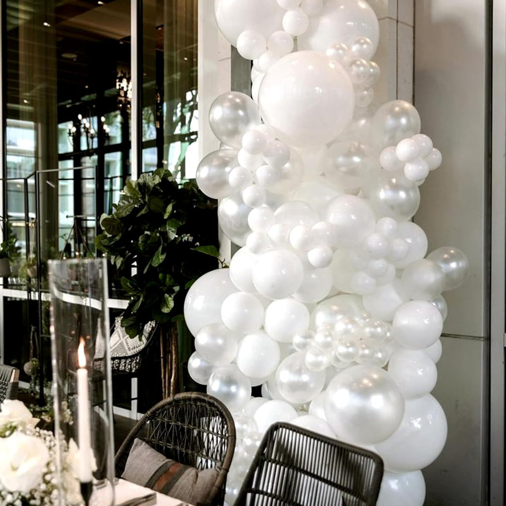 RUBFAC Pearl White Balloons - 120 Pack 12-Inch Latex Balloons for Weddings & Parties | Elegant Decor