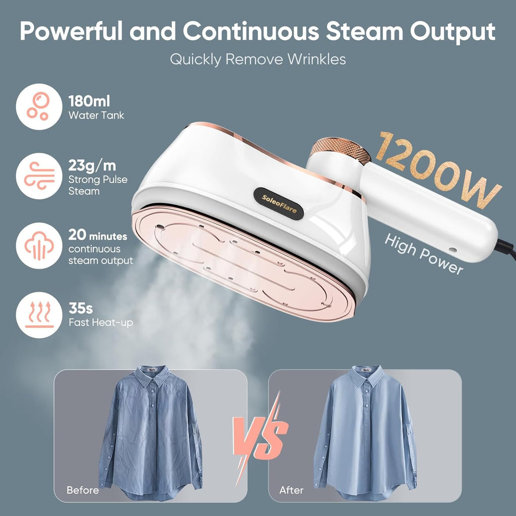 Steamer for Clothes - Skiennix 1200W Travel Steam Iron with 5 Modes & 180ml Capacity, White