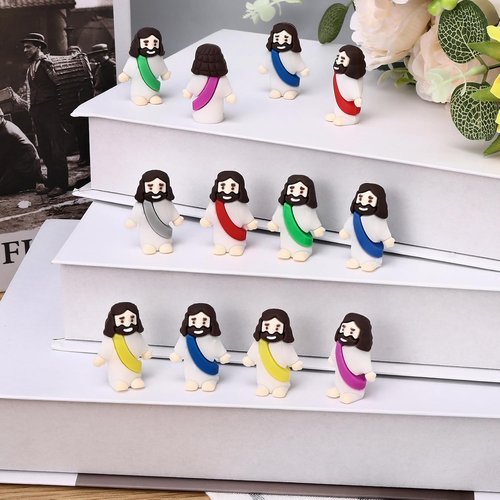 Draupnir Mini Rubber Jesus Figures - 30 Pcs in 6 Colors | Perfect for Easter Egg Stuffers & Religious Parties