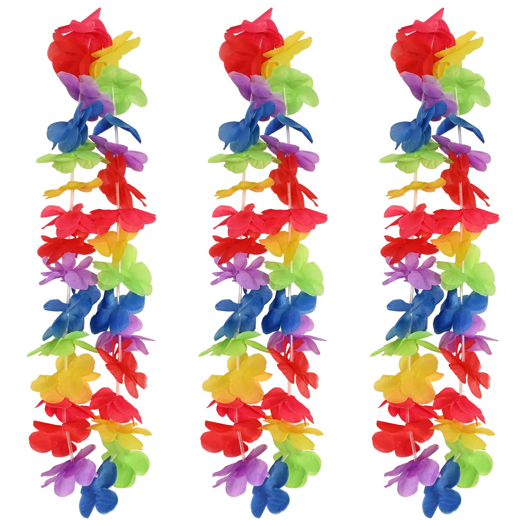 Beistle 3 Piece 40" Floral Rainbow Hawaiian Leis For Tropical Luau Party Supplies And Favors