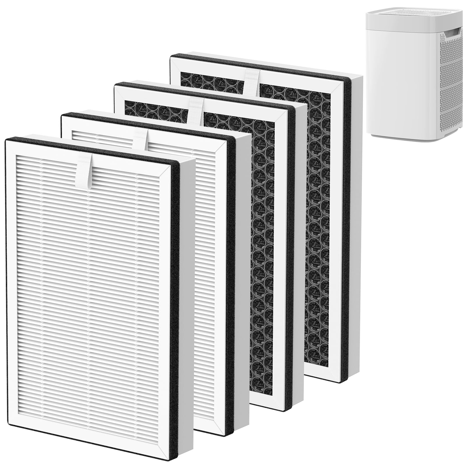 4 Pack 47401/47402 Replacement Filter Compatible with NuWave OxyPure Portable Air Purifier 47401 47402 47404 for Large Room up to 1361 Sq Ft with Double-Sided Air Intake, Part NO. H5P3