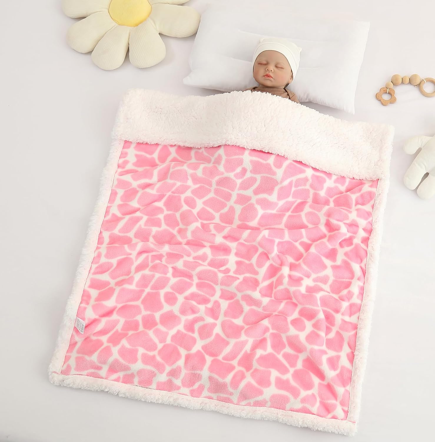 Skiennix Nursery Bed Blanket - Soft Receiving Blanket for Newborns | Warm & Cozy 30" x 40" (Pink Ripple)