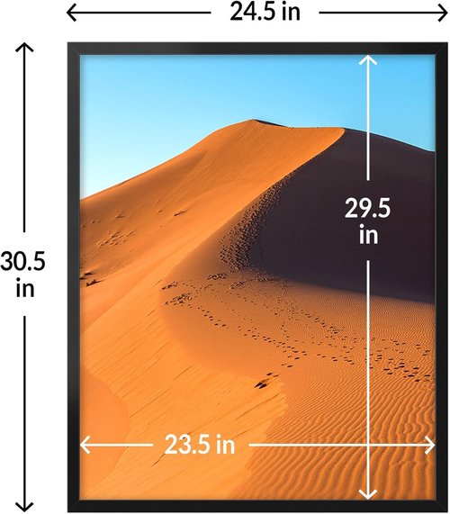 LaVie Home 24x30 Black Picture Frame - HD Plexiglass for Vertical/Horizontal Display | Classic Collection
