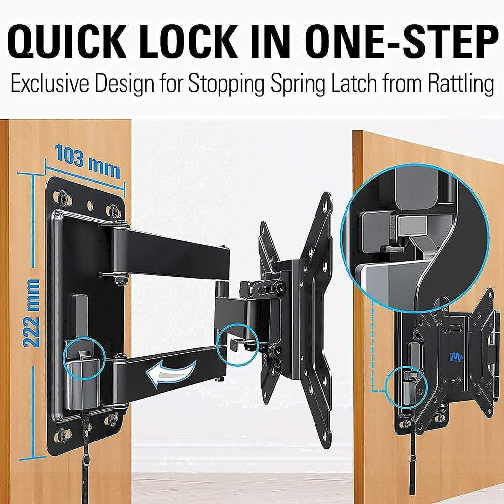 Mounting Dream MD2210 Lockable RV TV Mount for 17-43 inch TV, RV TV Wall Mount 200mm VESA 44 lbs. Loading and MD2209 Lockable RV TV Mount for 10-26 Inch Flat Screen TV, Camper Trailer RV TV Wall Mount