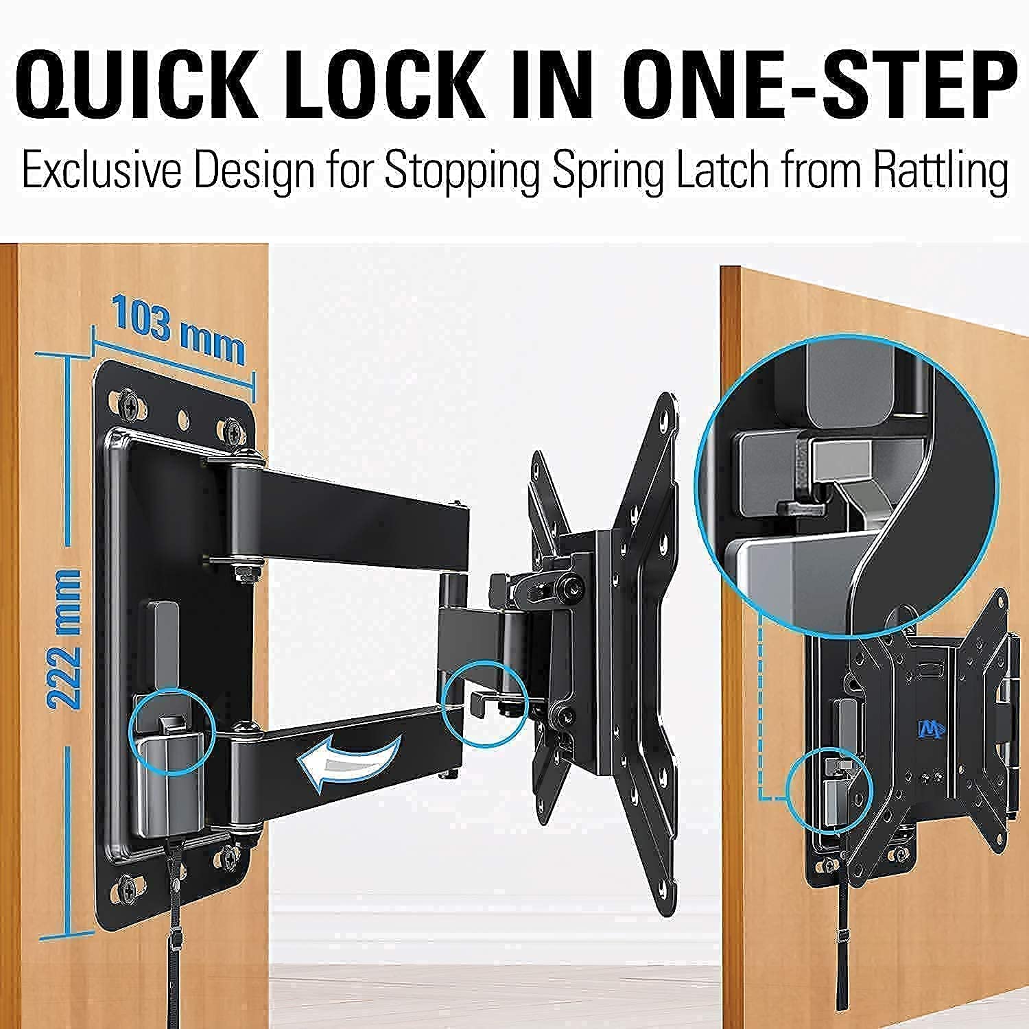 Mounting Dream MD2210 Lockable RV TV Mount for 17-43 inch TV, RV TV Wall Mount 200mm VESA 44 lbs. Loading and MD2209 Lockable RV TV Mount for 10-26 Inch Flat Screen TV, Camper Trailer RV TV Wall Mount