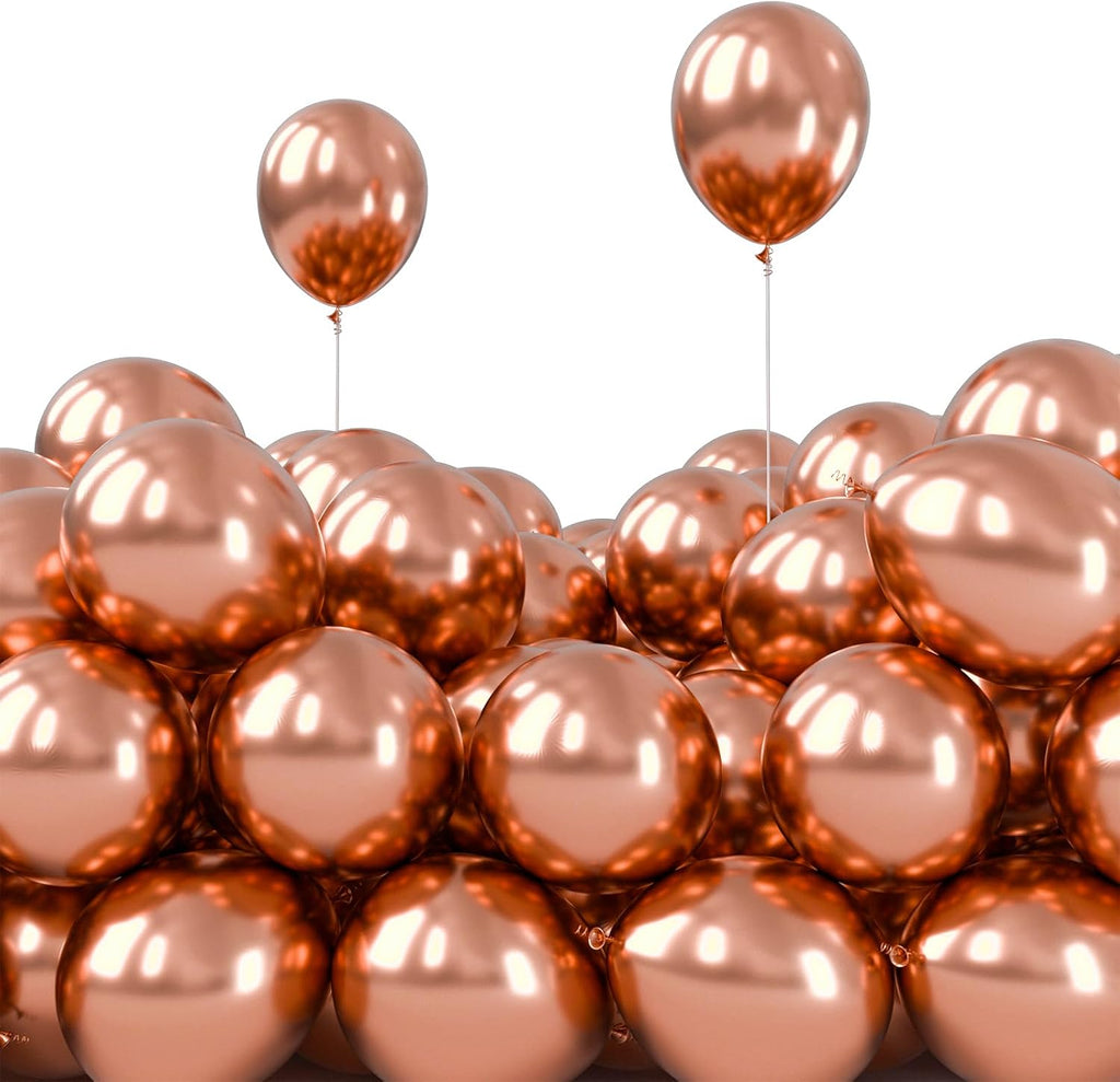PartyWoo Metallic Rose Gold Balloons - 50 Pcs 5 Inch | Perfect for Bachelorette & Wedding Decorations