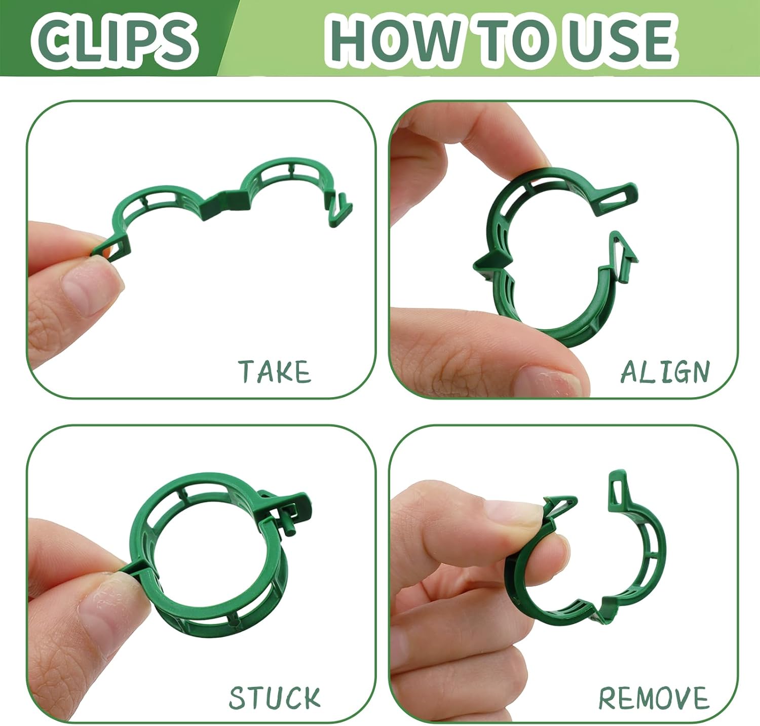 Skiennix Plant Support Clips - 60 Pcs Plastic Clips for Securing Tomato Vines & Climbing Plants