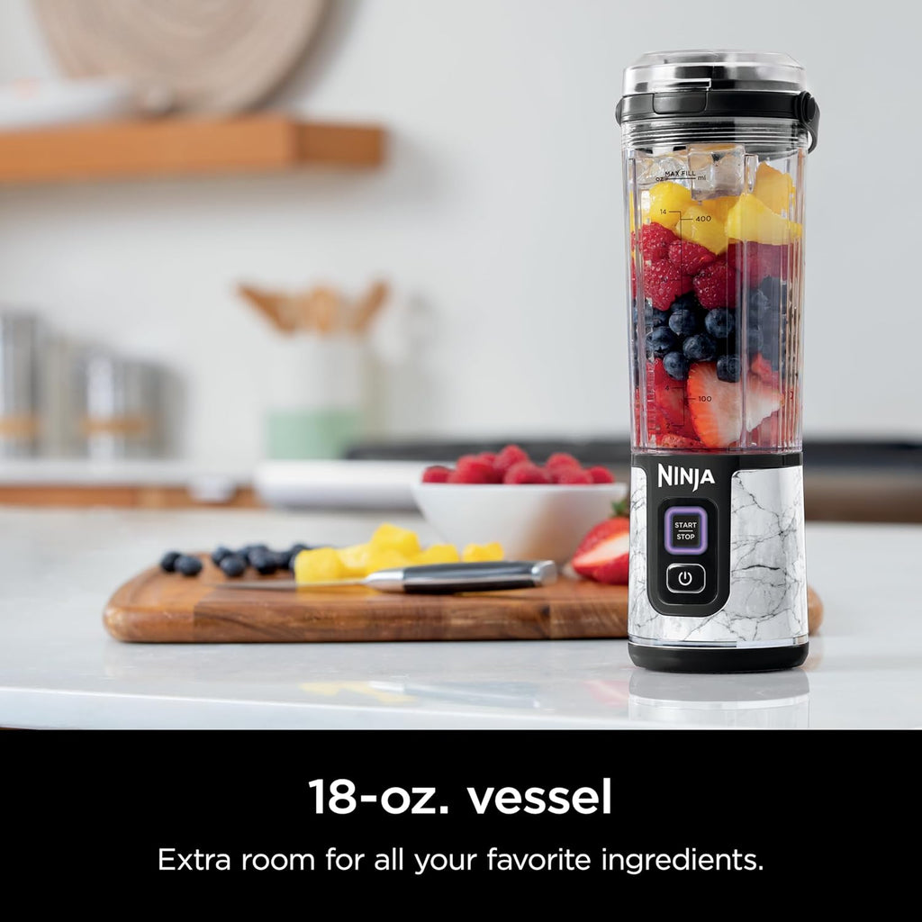 Ninja Blast Portable Blender - Cordless 18oz Personal Blender for Shakes & Smoothies | BPA Free, USB-C Rechargeable, Marble White