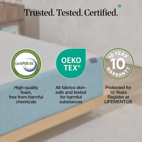 LIFEMENT Twin Cooling Gel Memory Foam Mattress - Medium Firm, Fiberglass Free, CertiPUR-US & Oeko-TEX Certified, 75''L x 38''W