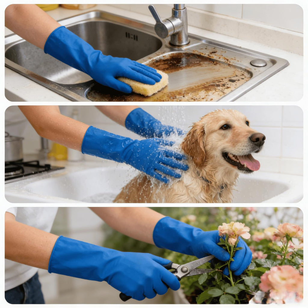 JINGLIKANG 16inch Nitrile Disposable Gloves Long Sleeves Blue 6mil Durable Waterproof 20PCS Clean Dishwashing White Medium Size (20, Blue, M)