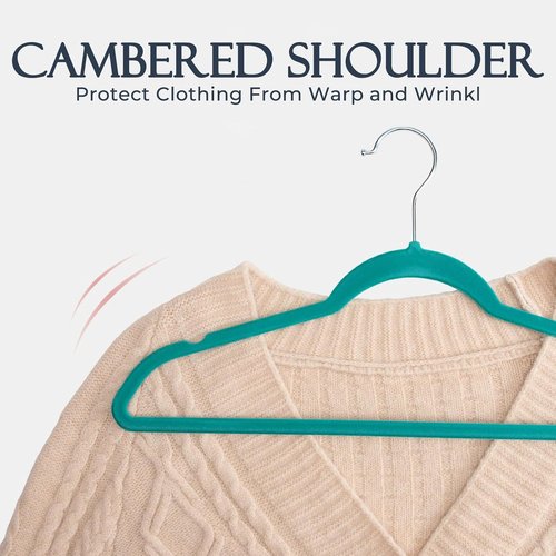 HOUSE DAY Mint Green Velvet Hangers - 60 Pack Non-Slip Heavy Duty Clothes Hangers | Slim Space-Saving Design