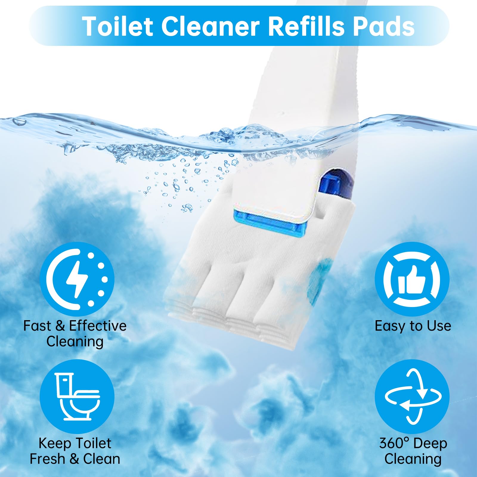 24 Pack Flushable Refills Compatible with Scrubbing Bubbles Toilet Bowl Brush, Disposable Cleaner Refills Pads for Scrubbing Bubbles Toilet Wand, Toilet Brush Refill Accessories (Only Pads)