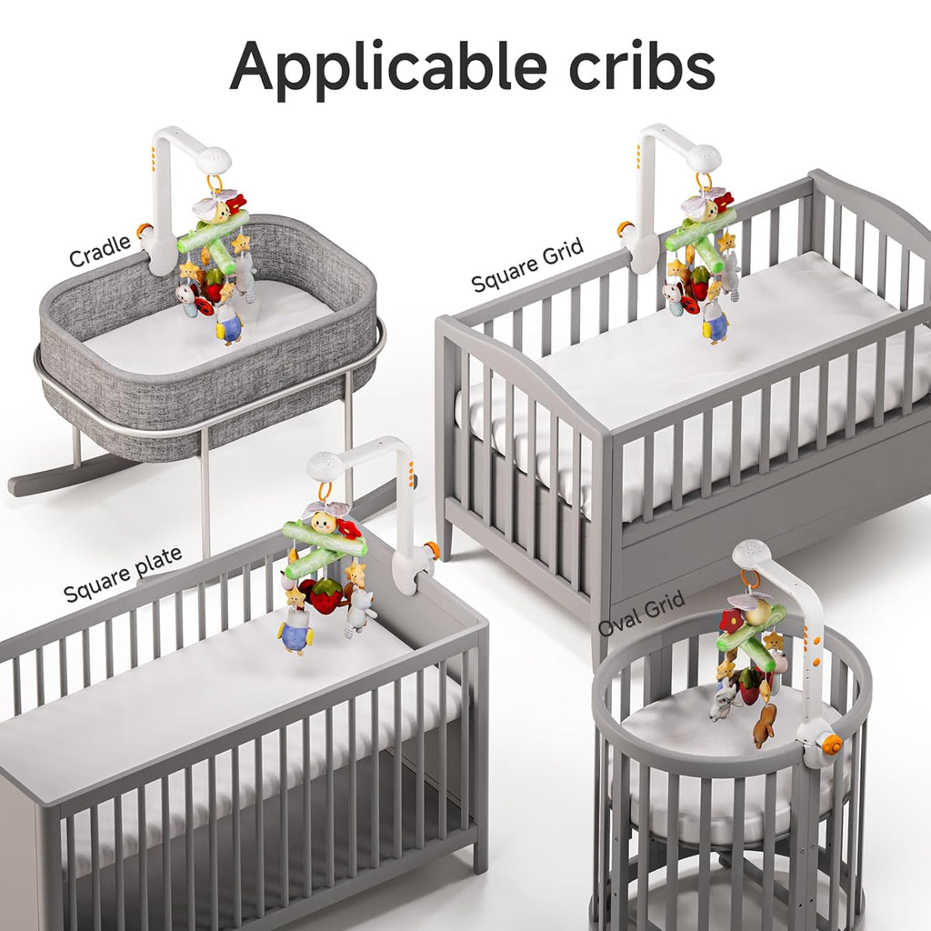 TUMAMA Crib Mobile - Musical Bee Nursery Toy with Remote Control, Starlight Projection & Lullabies