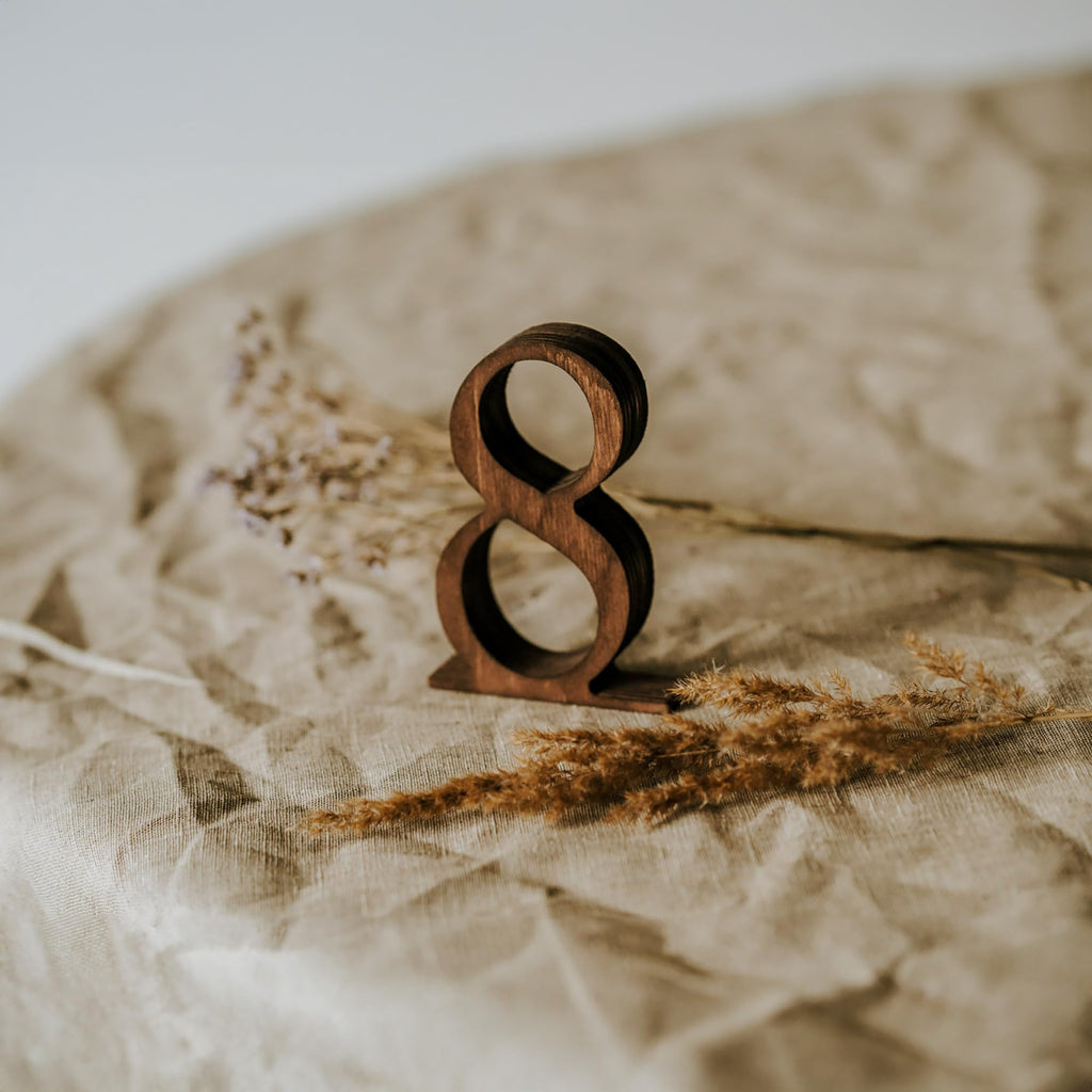 Wooden Wedding Table Numbers 1-10, Rustic Table Number Signs for Reception, Party, Banquet, Event Centerpieces, Self-Standing Wood Numbers with Base, Elegant Décor for Restaurant or Bridal Shower