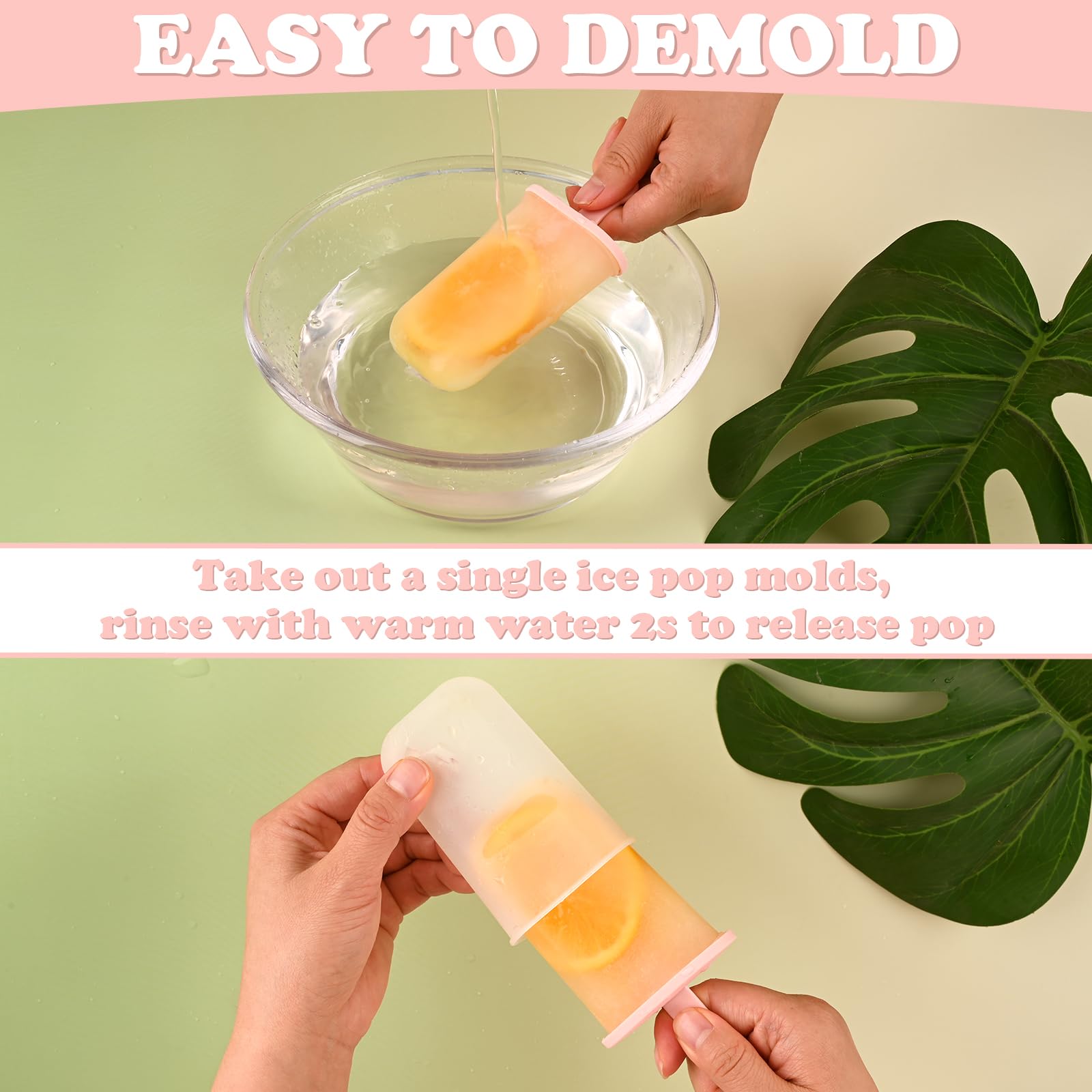 WMKGG Popsicles Molds Set, 6 PCS Ice Pop Mold,Homemade Ice Cream Mould with Sticks, Popsicle Maker(Pink)