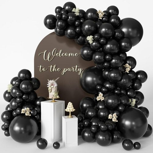 Black Balloons 125 Pcs - Latex Balloons Arch Kit for Birthday, Graduation & Halloween Decor | 5-12 Inch Sizes