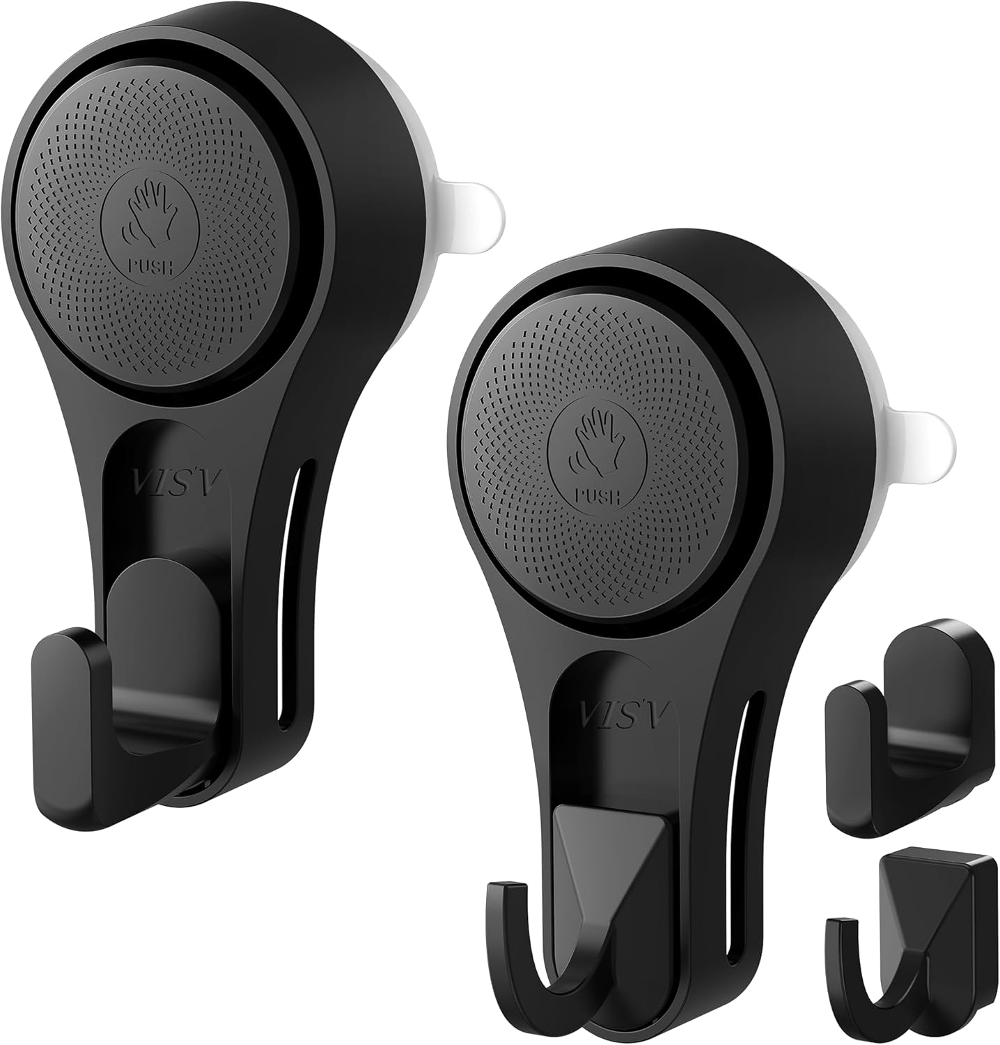 VIS'V Heavy-Duty Shower Suction Cup Hooks - Removable & Reusable, Black | 2 Pcs