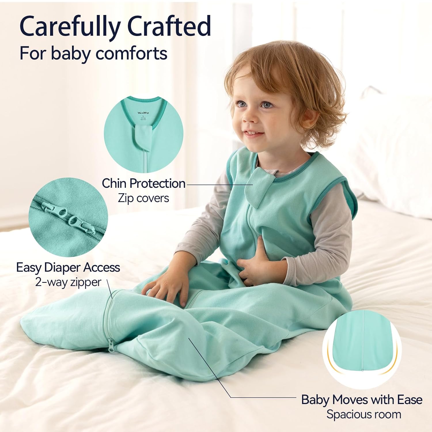 Skiennix Baby Sleep Sack - 100% Cotton Wearable Blanket for Toddlers | 0.5 Tog, 3-Pack, Breathable & Soft