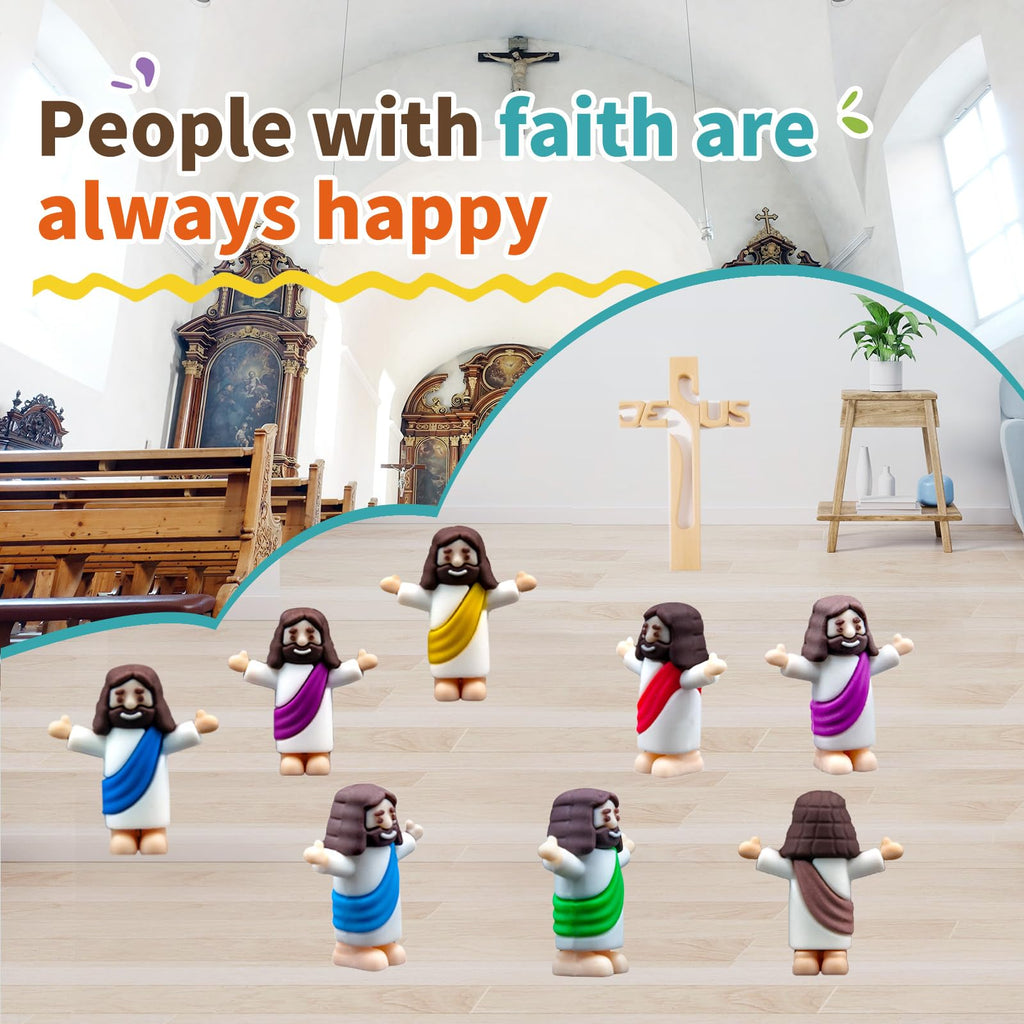 Seprochoo Little Jesus Figures - Mini Jesus Figurines in Bulk for Easter (30, Multicolor)