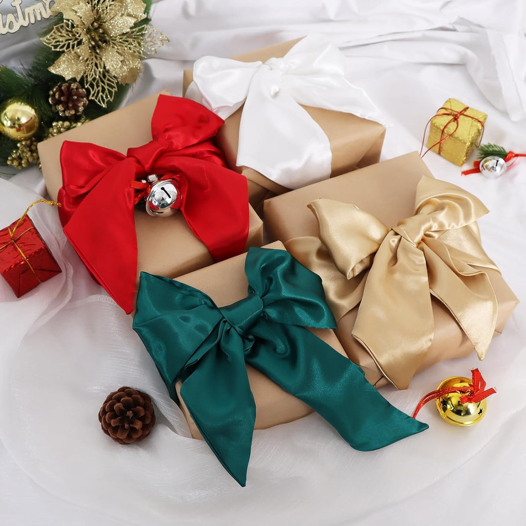 TONIFUL Wreath Sash - 4.5" x 56" Red Satin Ribbon for Embroidery Garland | Indoor/Outdoor Christmas Decor