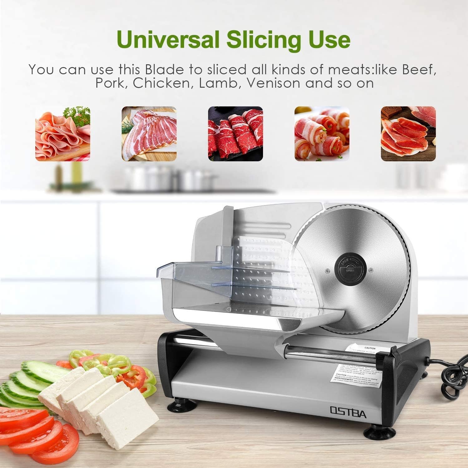 OSTBA 7.5 Inch Stainless Steel Meat Slicer Blade Replacement – Serrated Blade for SL-518 Series Meat Slicer, Easy to Clean and Install, Perfect for Slicing Meat