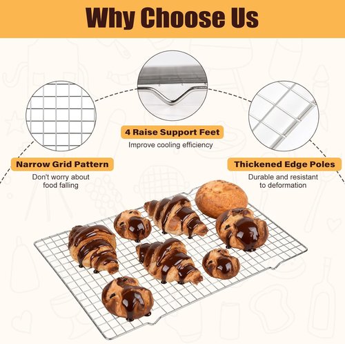 Heavy Duty 304 Stainless Steel Cooling Racks by [Brand Name] – 2 PCS 10" x 16" Oven & Dishwasher Safe for Baking & Grilling