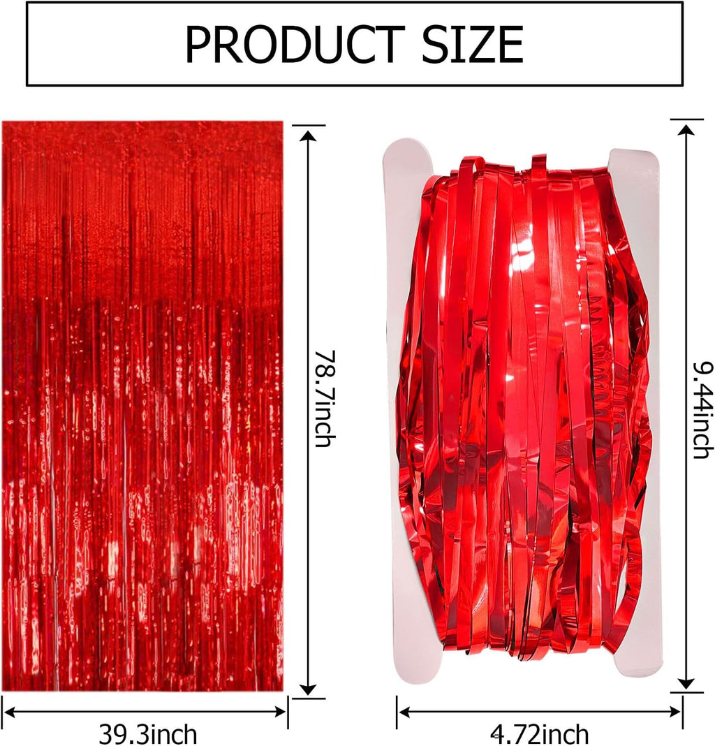 Regine Switzerland 10-Pack Red Streamers | Foil Fringe Backdrop Curtains for Parties & Celebrations