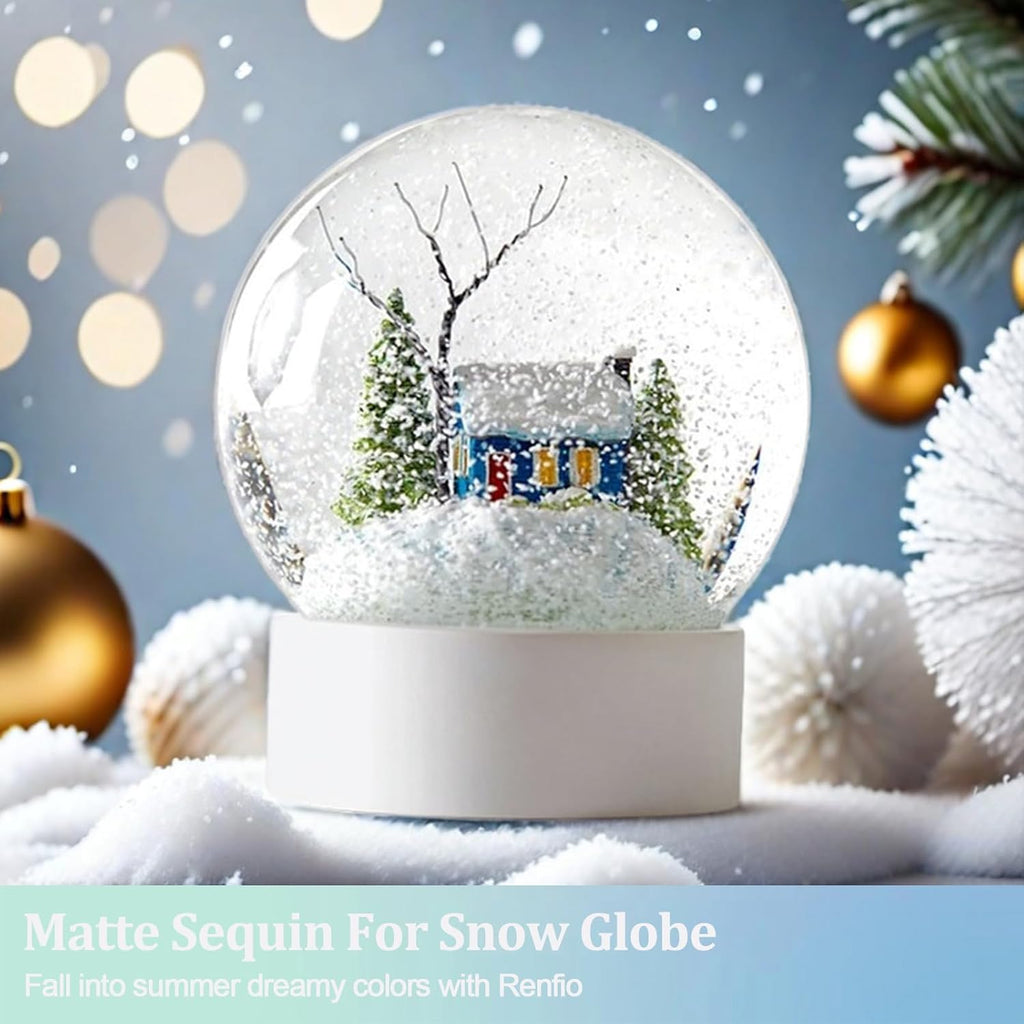 Renvio Matte White Chunky Glitter - 1.76oz Mixed Resin Glitter for Crafts, Snow Globes & Decorations