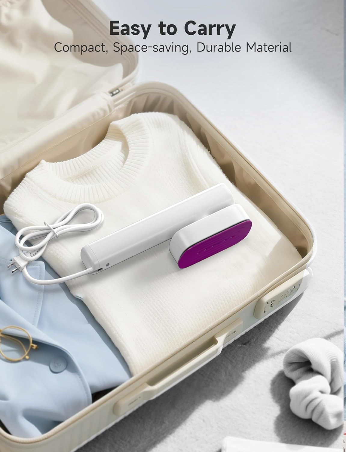 Skiennix Travel Steamer - Portable Handheld Clothing Wrinkle Remover - 1200W Power, 100ml Capacity