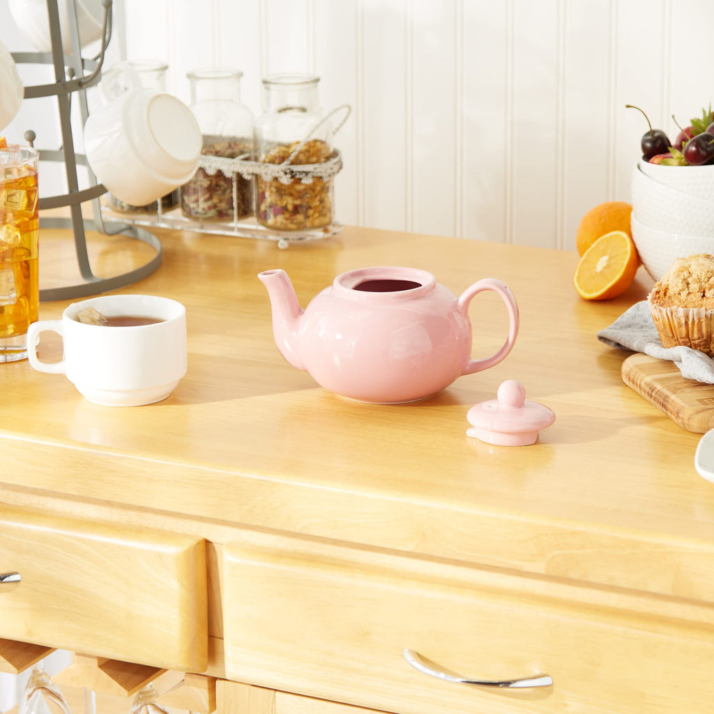 RSVP International Stoneware Teapot Collection, Microwave and Dishwasher Safe, 16 oz, Pink