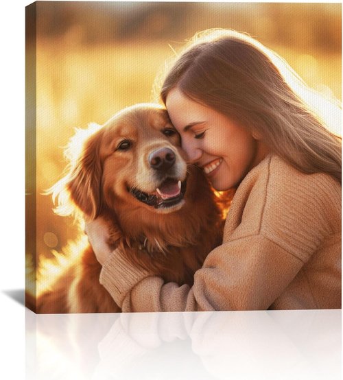 Custom Canvas Prints with Your Photos Customized Canvas Wall Art Personalized Canvas Pictures Gifts for Pet Dog Baby Family Mom Dad Men Women Couple Boyfriend Girlfriend Framed 8x8