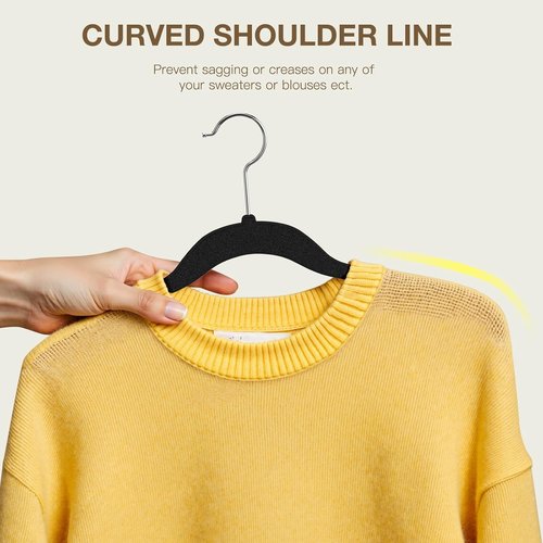 Korpai 36-Pack Black Velvet Hangers - Adjustable Non-Slip Clips for Space-Saving Storage