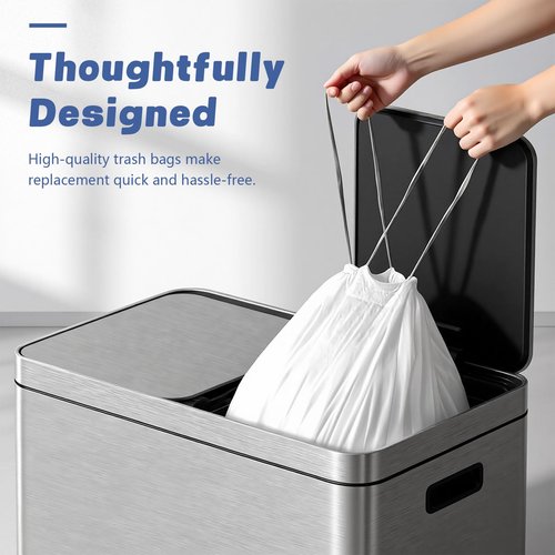 8 Gallon (30L) Trash Bags, Fits SONGMICS 8 Gallon Trash Cans, 6 Rolls 270 Counts Heavy Duty White Garbage Bags, Pre-Separated Drawstring Trash Bags, Suitable for Kitchen, Bathroom, etc.