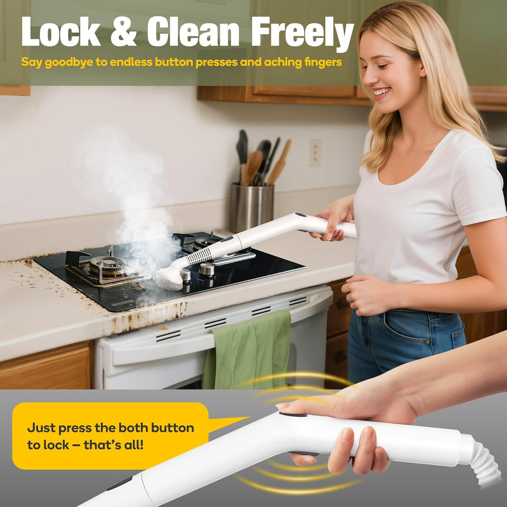 Newbealer Heavy-Duty Steam Cleaner - Multi-Purpose Steamer with 20 Accessories | Stainless Steel Boiler, Max 5 Bar