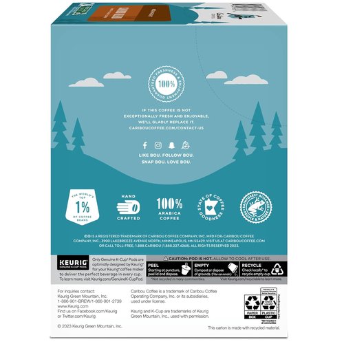 Caribou Coffee K-Cup Pods - Caribou Blend Medium Roast Coffee, 24 Count for Perfect Brewing