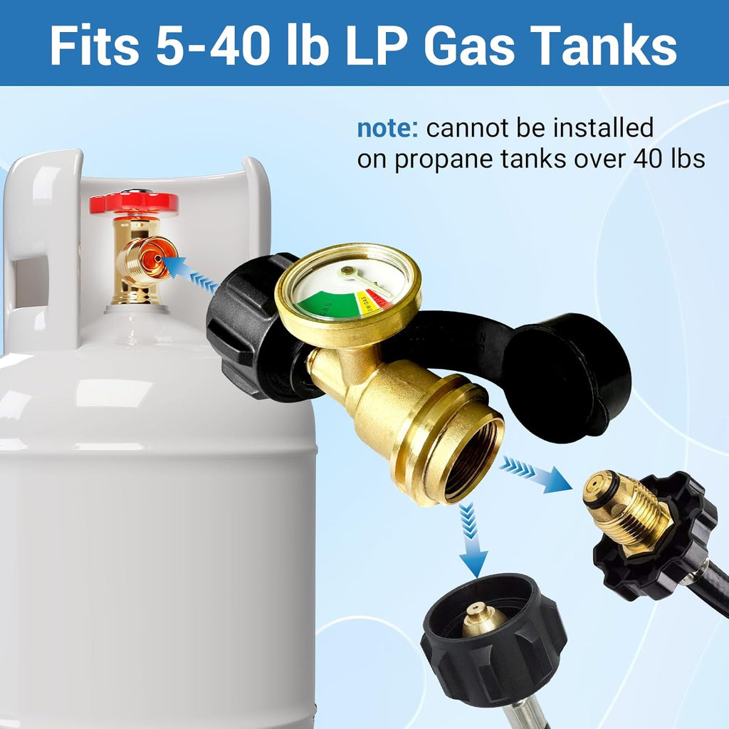 Propane Tank Gauge - 2 Pack LP Gas Level Indicator for 5LB-40LB Tanks | Universal Fit for BBQ Grills, RVs, Heaters